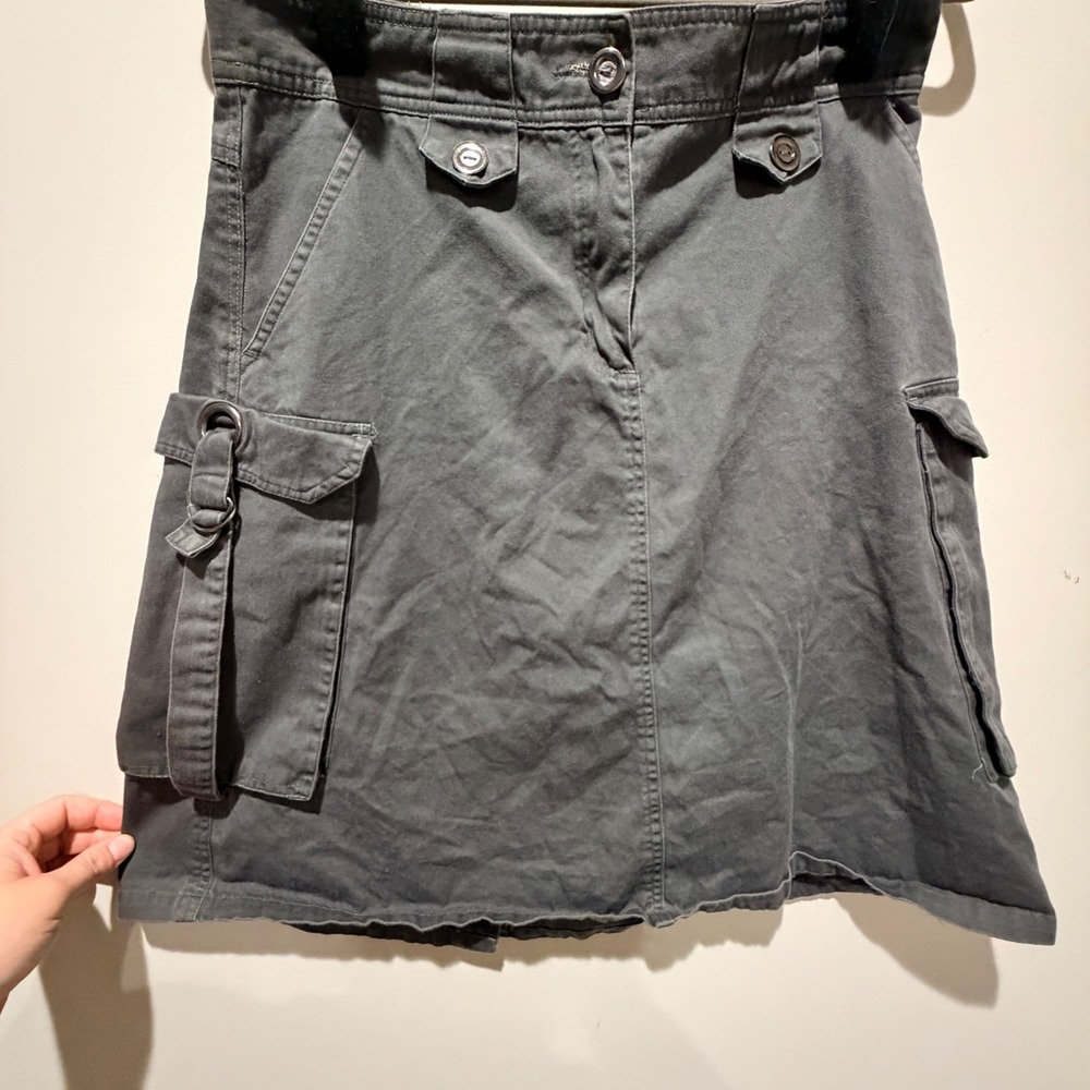 Y2K Solo Cargo Mini Skirt Womens 10 Gray Utility Gorpcore Indie Streetwear